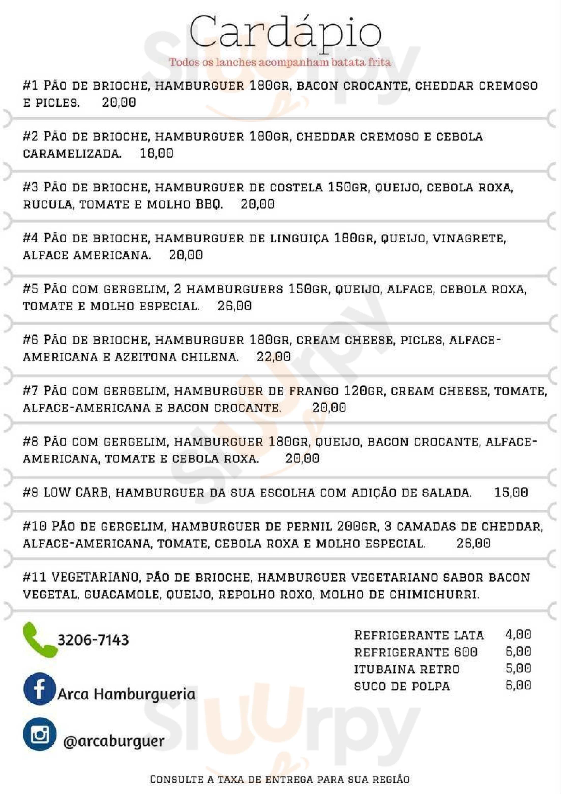 Main Menu - Arca Hamburgueria