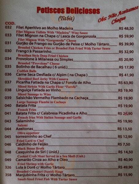 Rondinella Rio de Janeiro Menu - 1