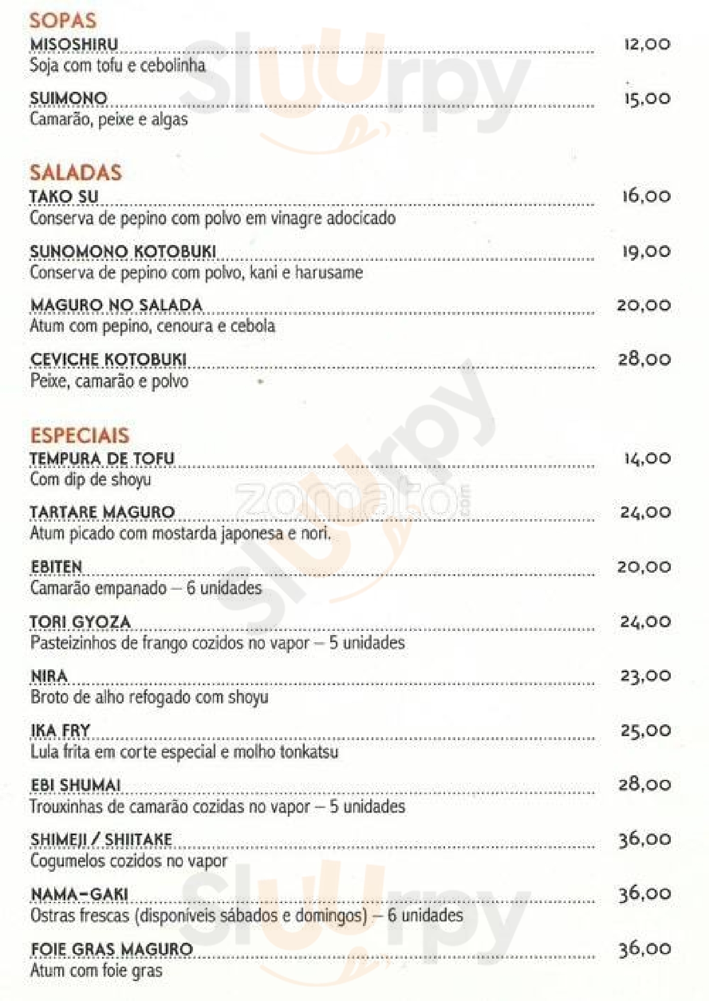 Kotobuki Botafogo Rio de Janeiro Menu - 1