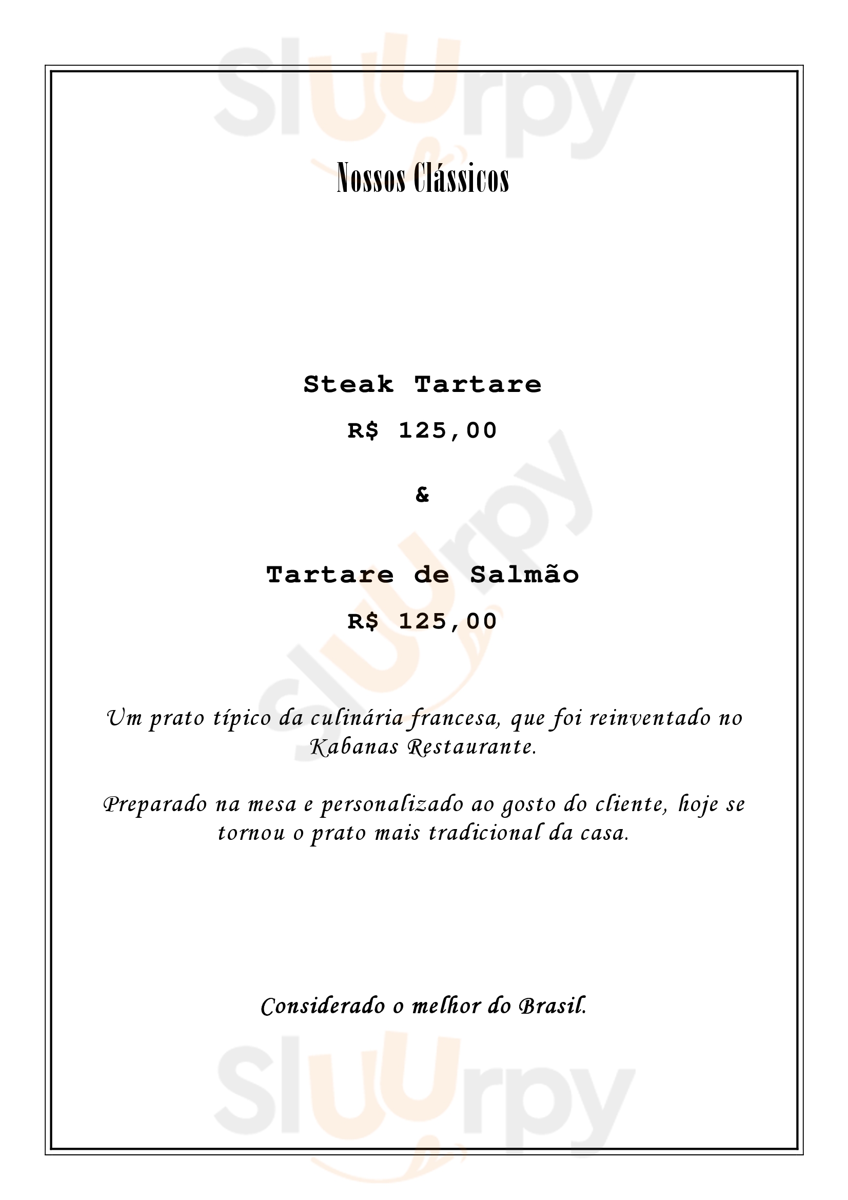 Main Menu - Kabana S Bar