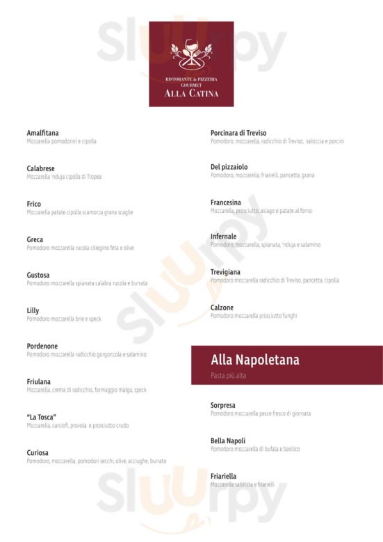 Menu pizze