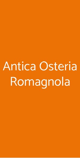 Antica Osteria Romagnola, Bologna