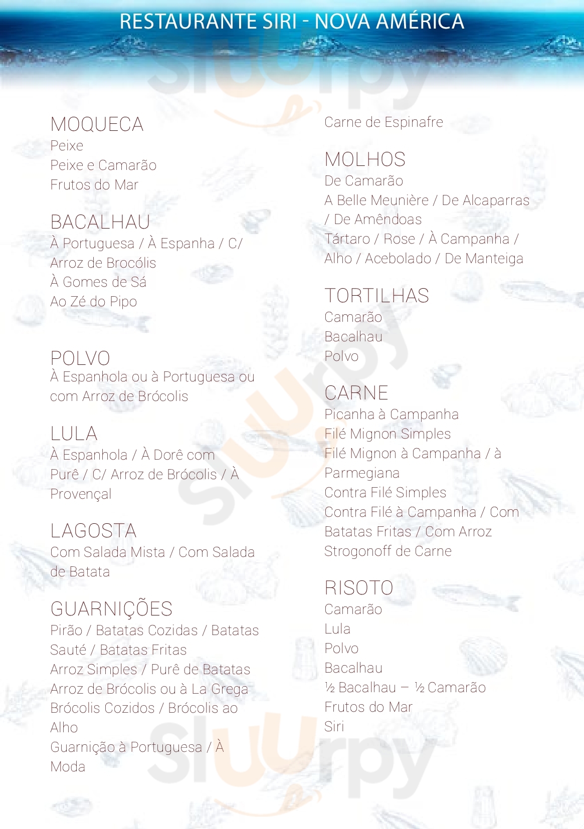 Restaurante Siri Do Nova América Rio de Janeiro Menu - 1