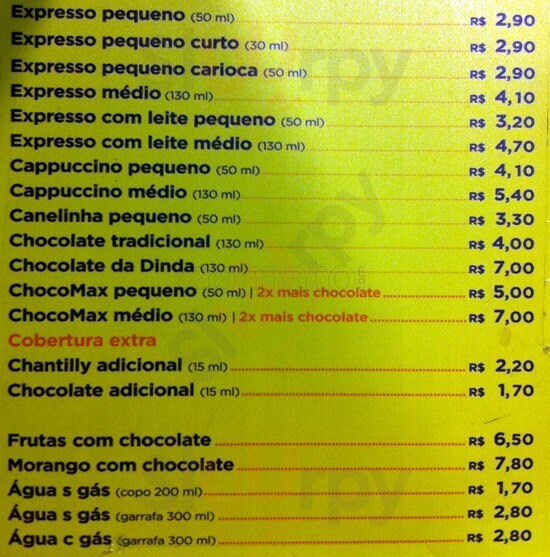 Chocolates Brasil Cacau Rio de Janeiro Menu - 1