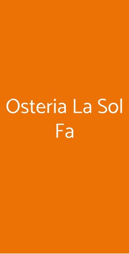 Osteria La Sol Fa, Roma