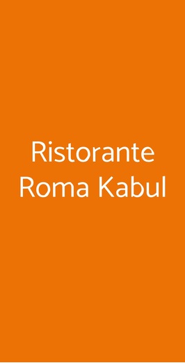 Ristorante Afgano Roma Kabul, Roma