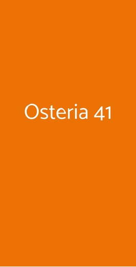 Osteria 41, Roma