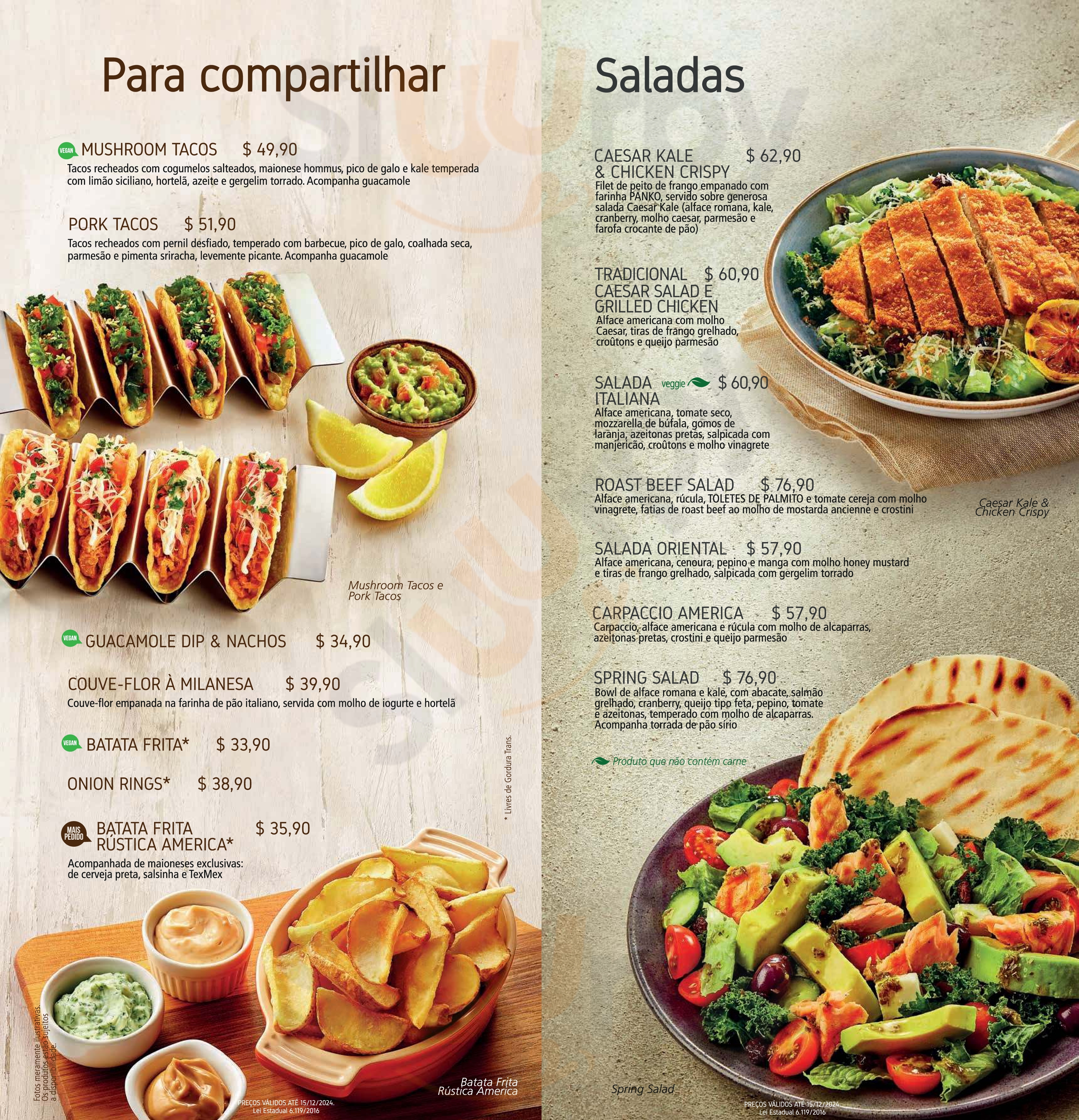 América São Paulo Menu - 1