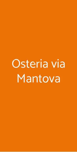 Osteria Via Mantova, Roma