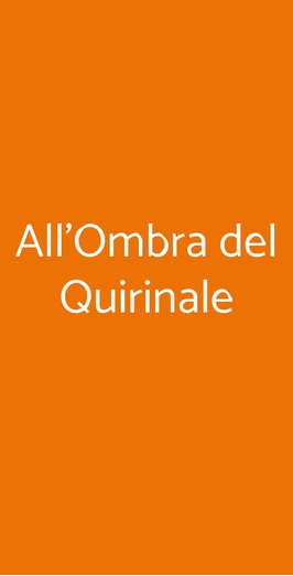 All'ombra Del Quirinale, Roma