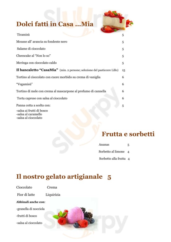 Menu dolci