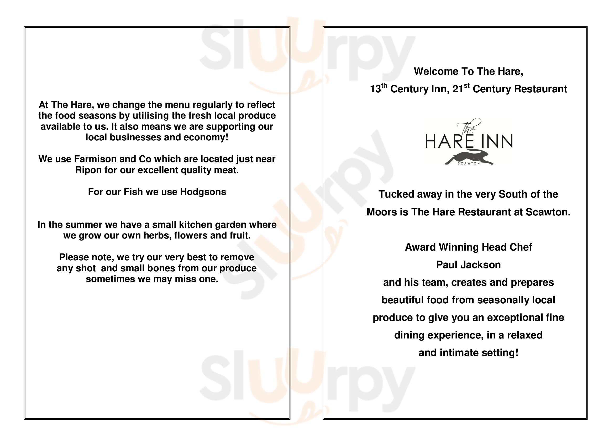 The Hare, Restaurant With Rooms Scawton Menu - 1