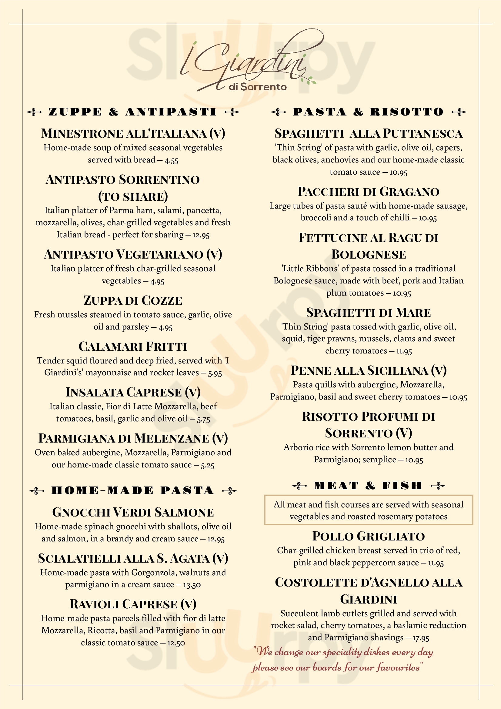 Giardini Di Sorrento Italian Restaurant Cardiff Menu - 1