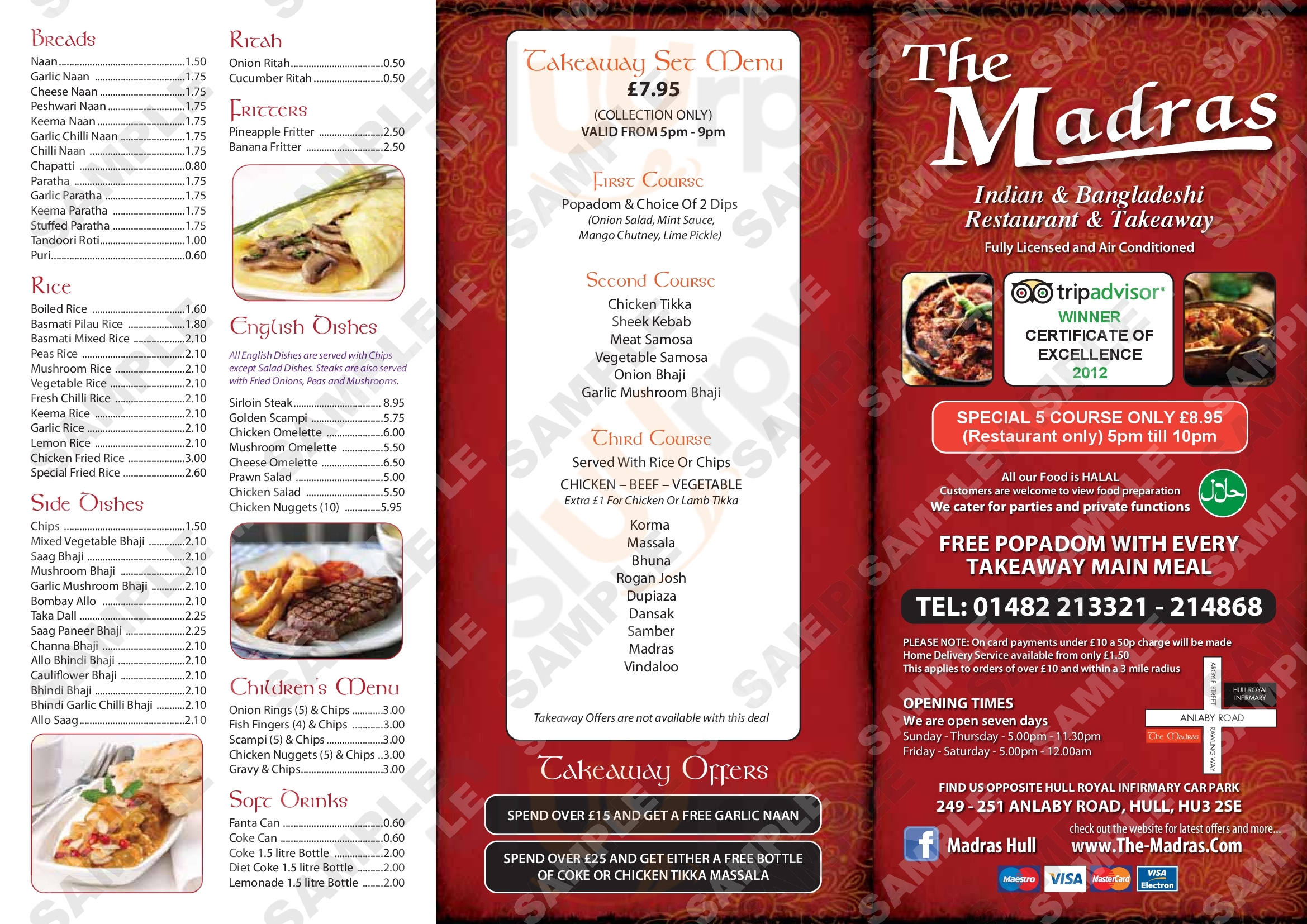 The Madras Restaurant Kingston-upon-Hull Menu - 1