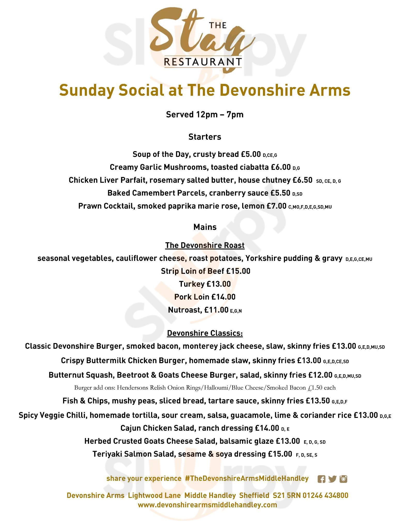 The Devonshire Arms Middle Handley | Restaurant Sheffield Menu - 1