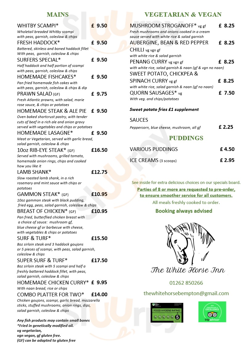 The White Horse Bempton Menu - 1