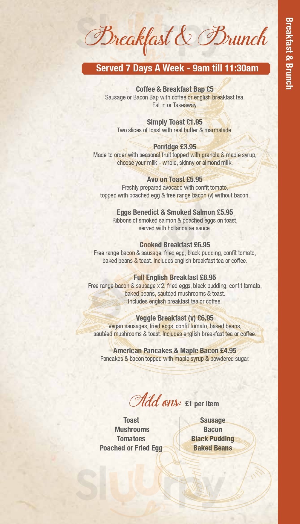 The Dove menù, Leicester Main Menu Sluurpy