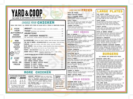 Yard & Coop menu