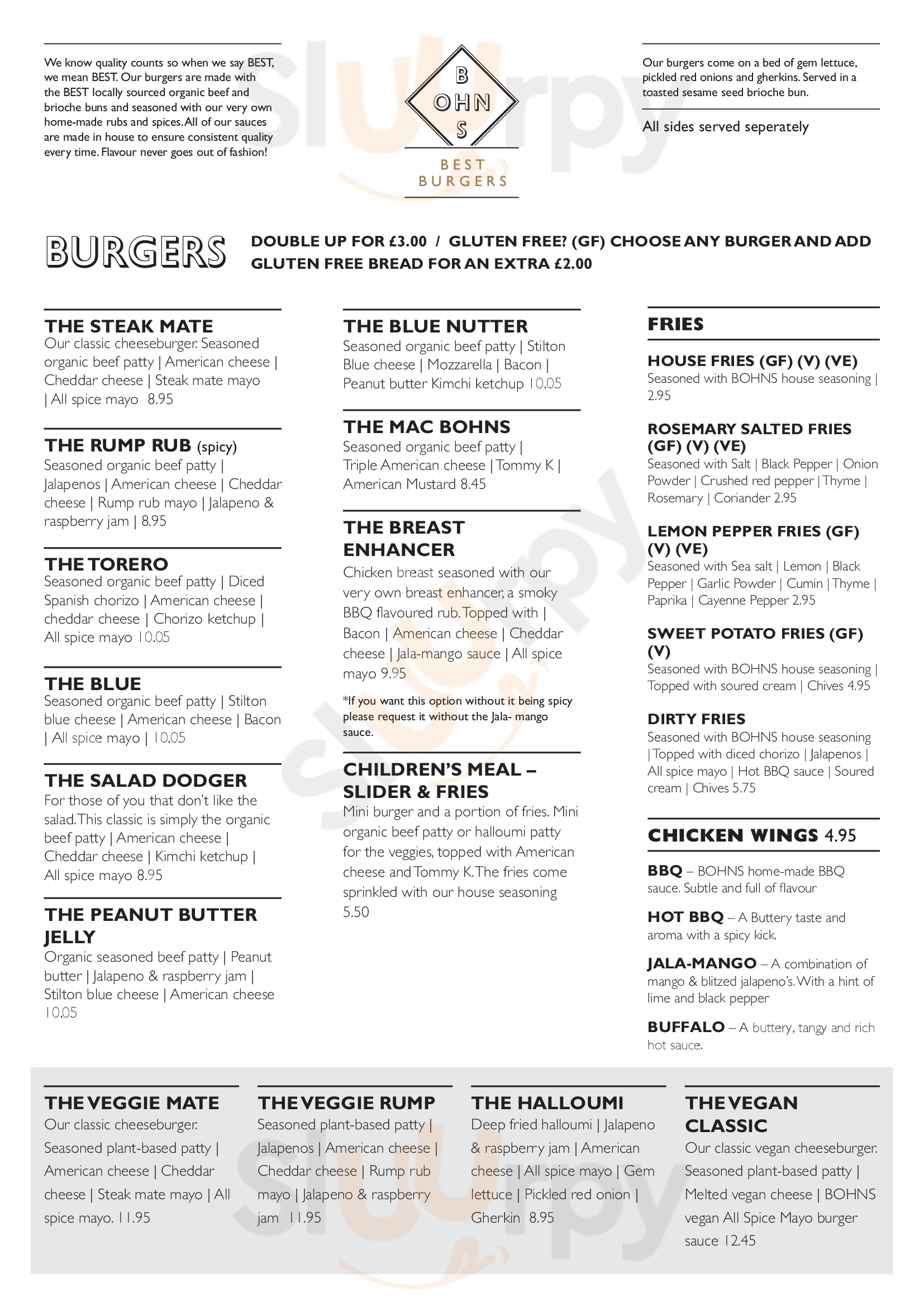 Bohns Best Burgers Nottingham Menu - 1