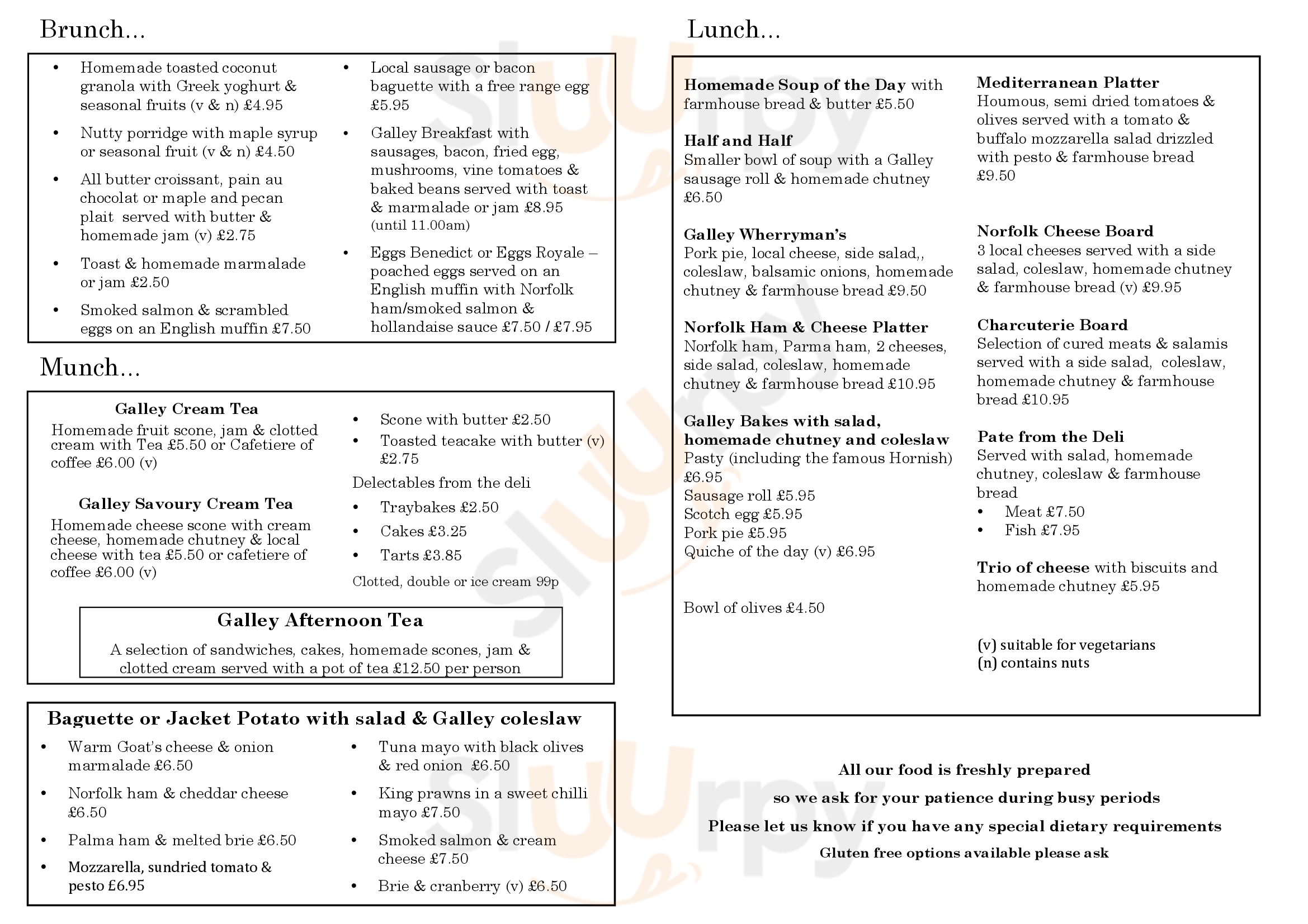 The Galley Horning Menu - 1