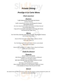 Stoke Mill Contemporary Fine Dining menu