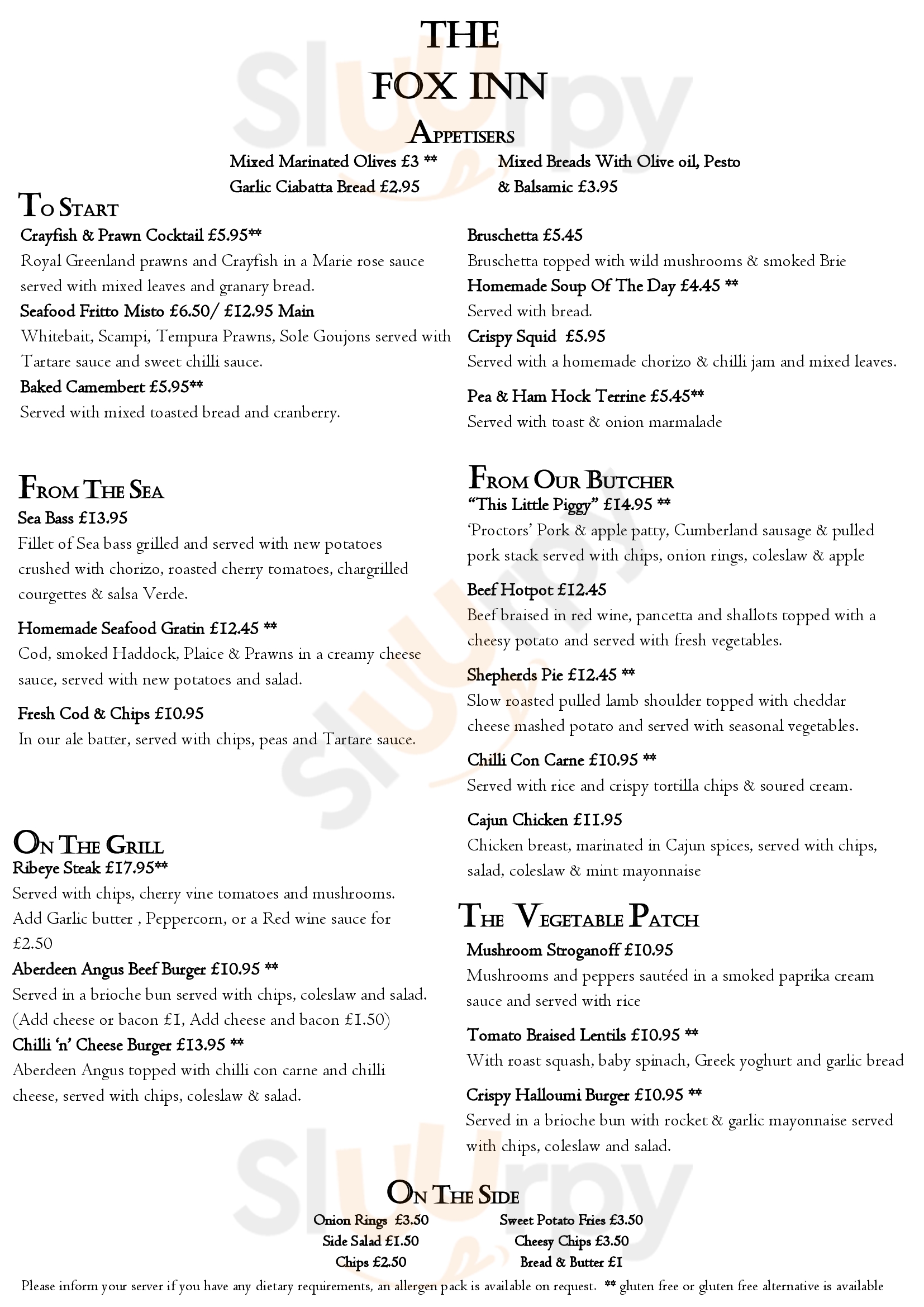 The Fox Inn Newbourne Menu - 1