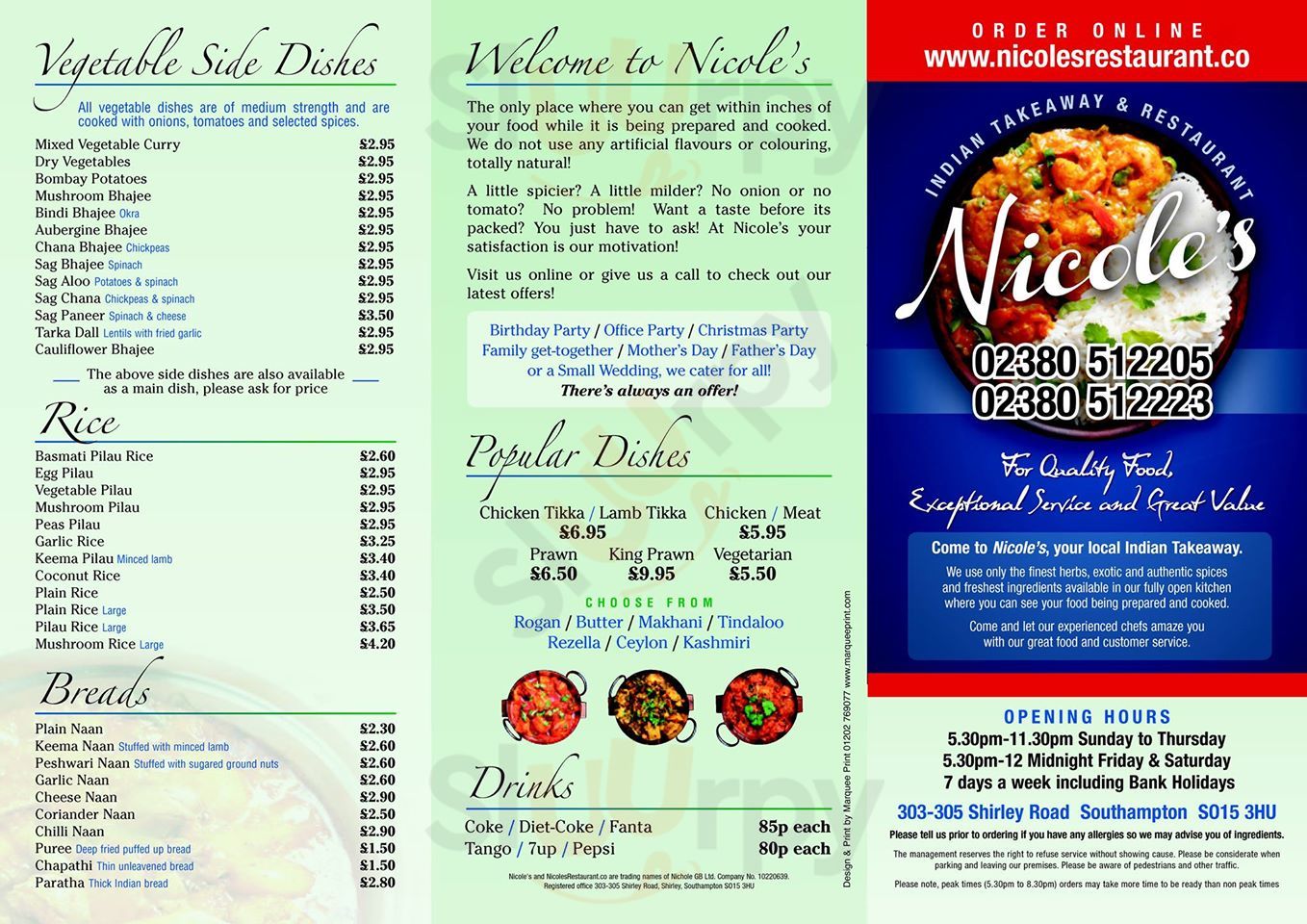 Nicole's Restaurant Southampton Menu - 1