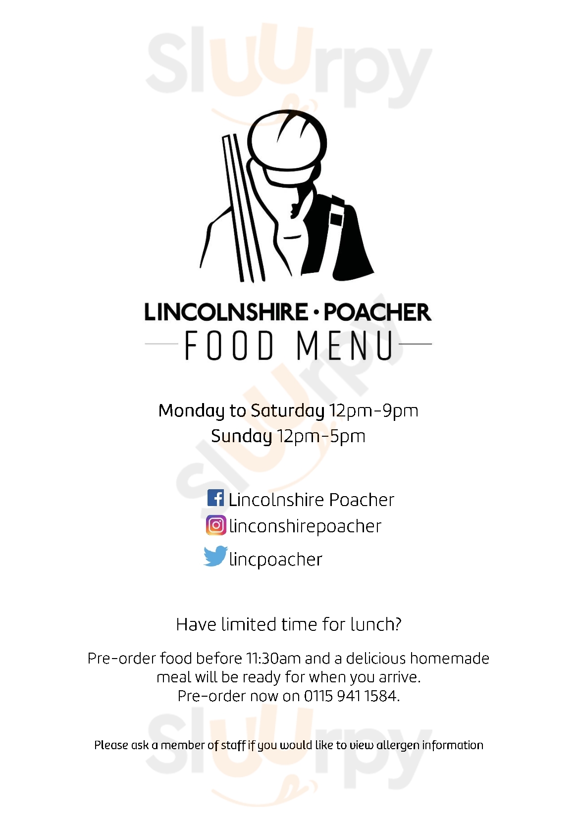 Lincolnshire Poacher Nottingham Menu - 1