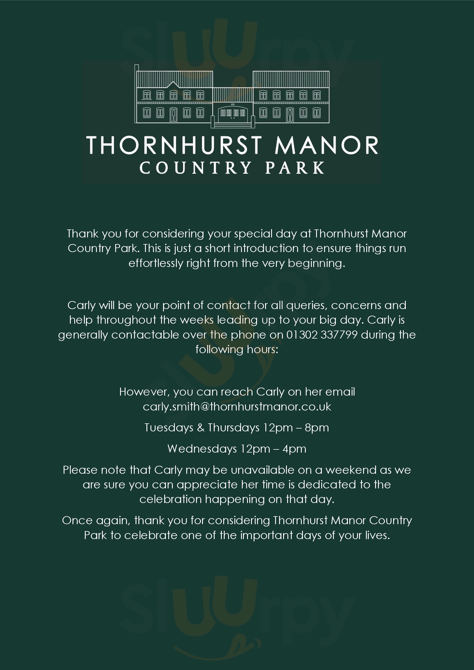 Main Menu - Thornhurst Manor