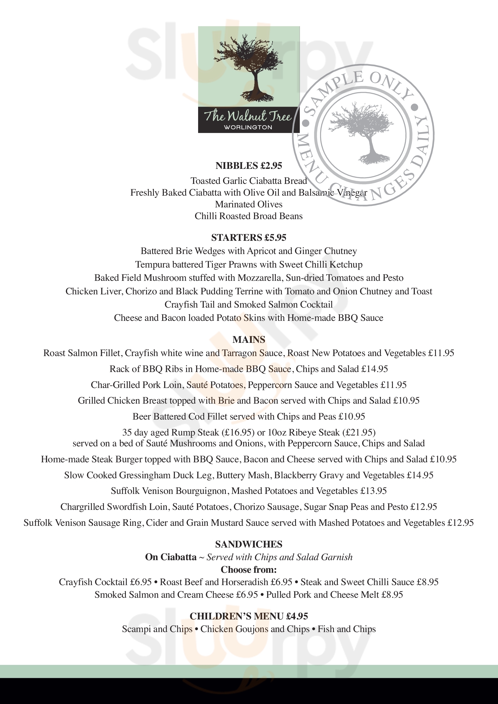 Main Menu - Walnut Tree