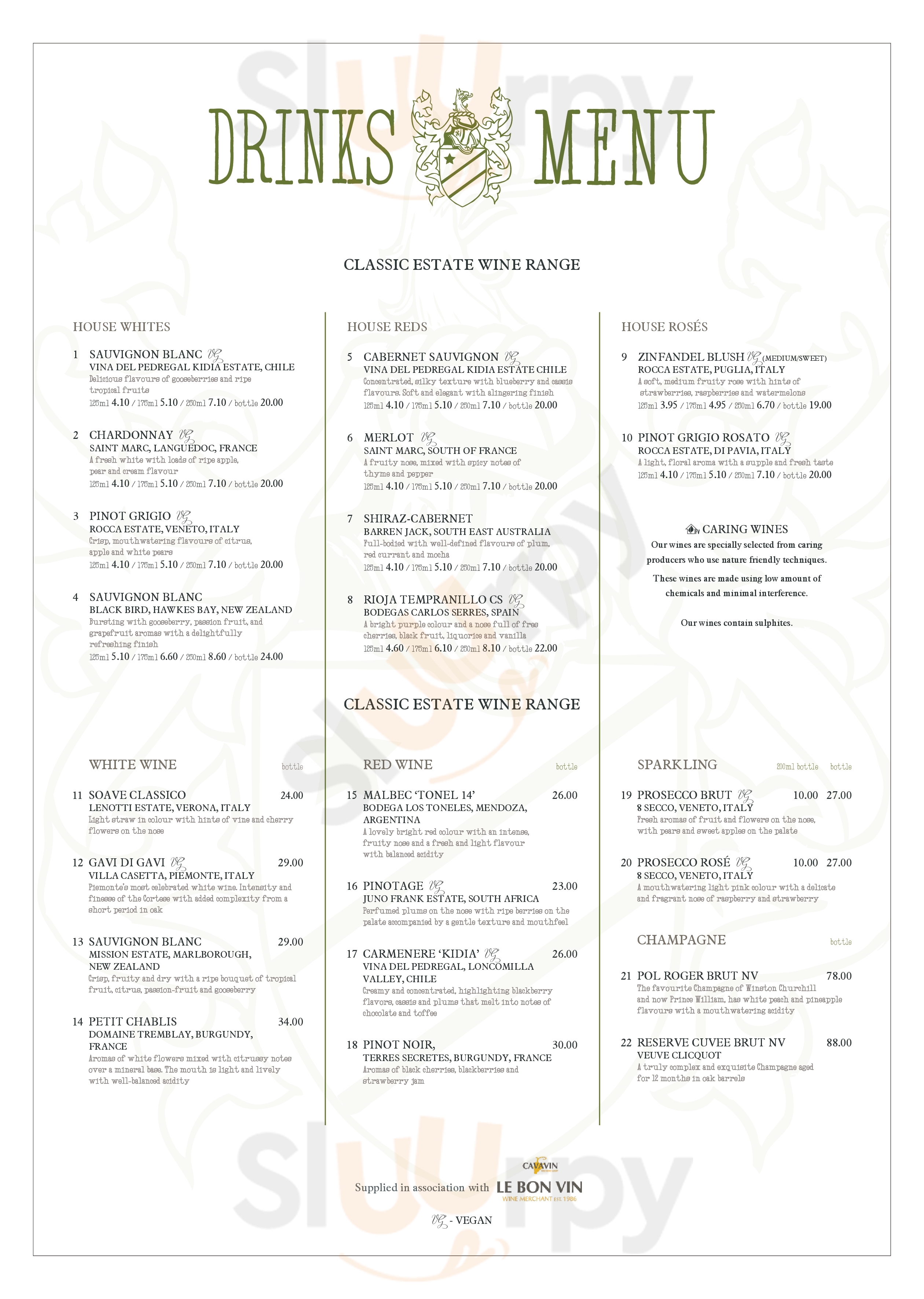 Main Menu - The Kaye Arms