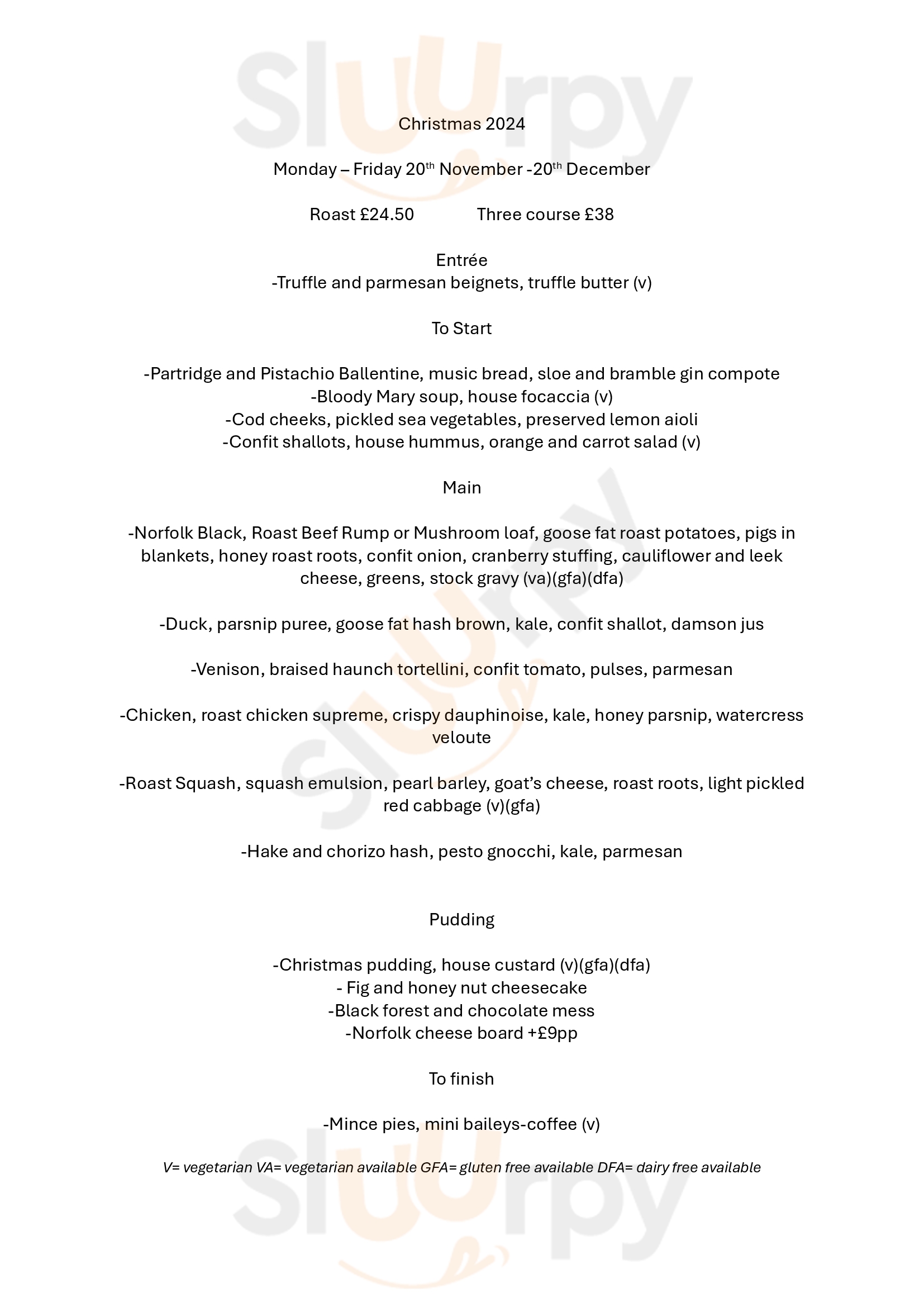 The Rose And Crown King's Lynn Menu - 1