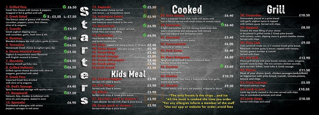 Main Menu - The Greek Grill Authentic Restaurant