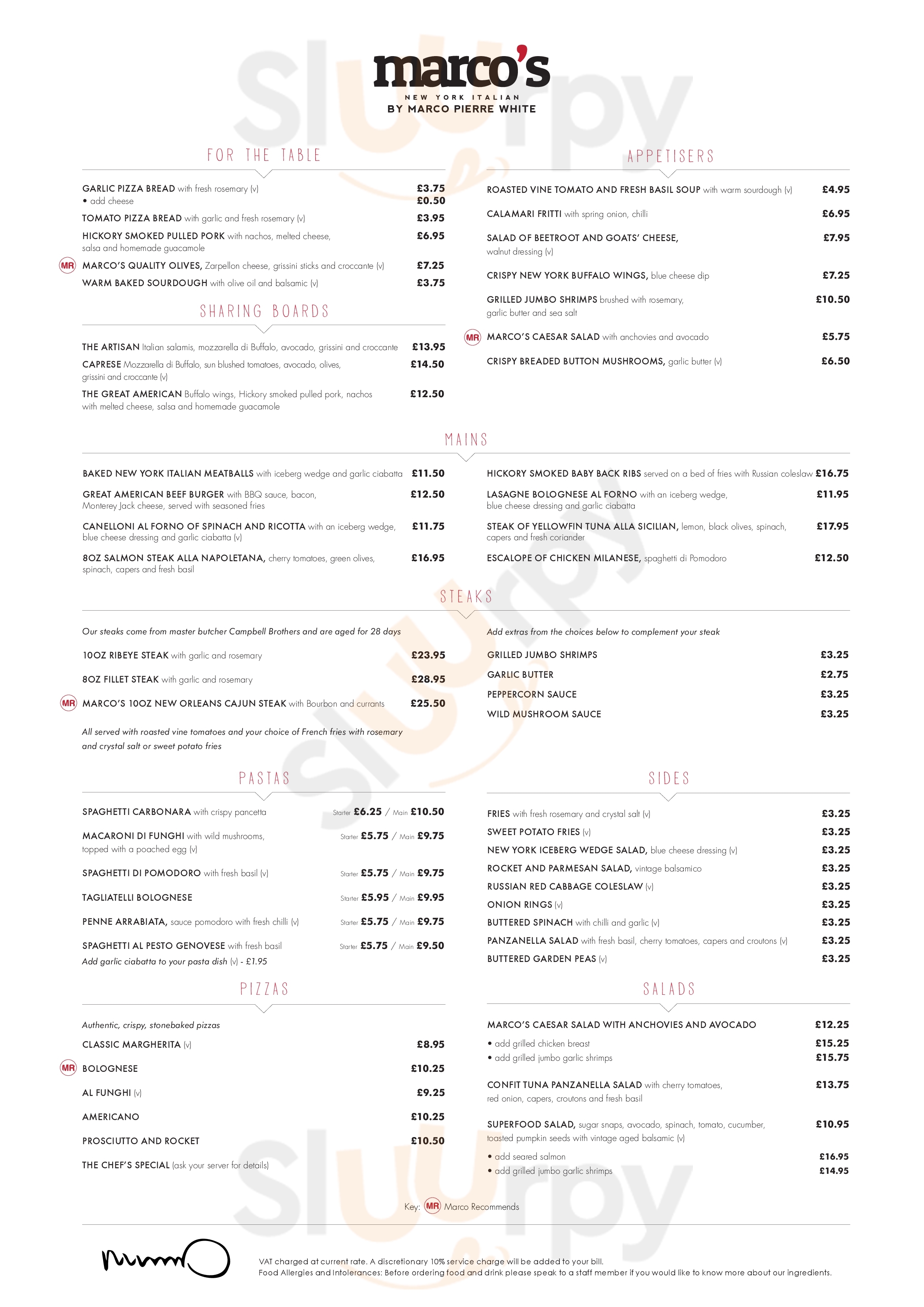 Marco's New York Italian Leicester Leicester Menu - 1