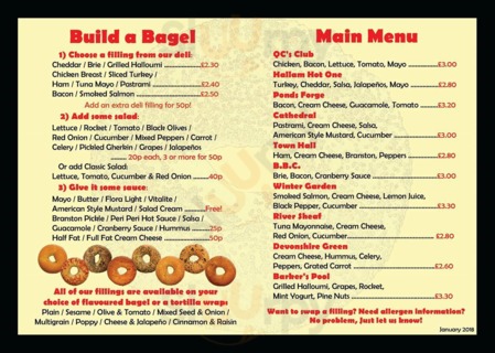 Qc's Bagel Bar menu