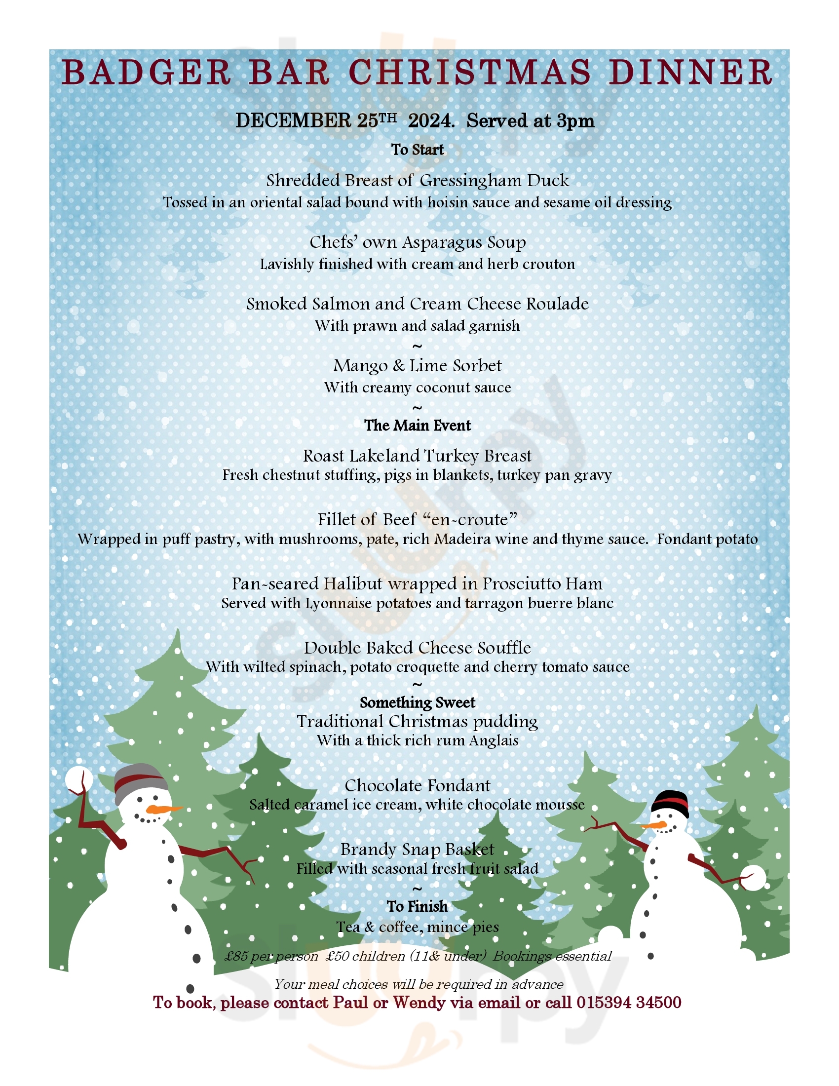 Main Menu - Badger Bar