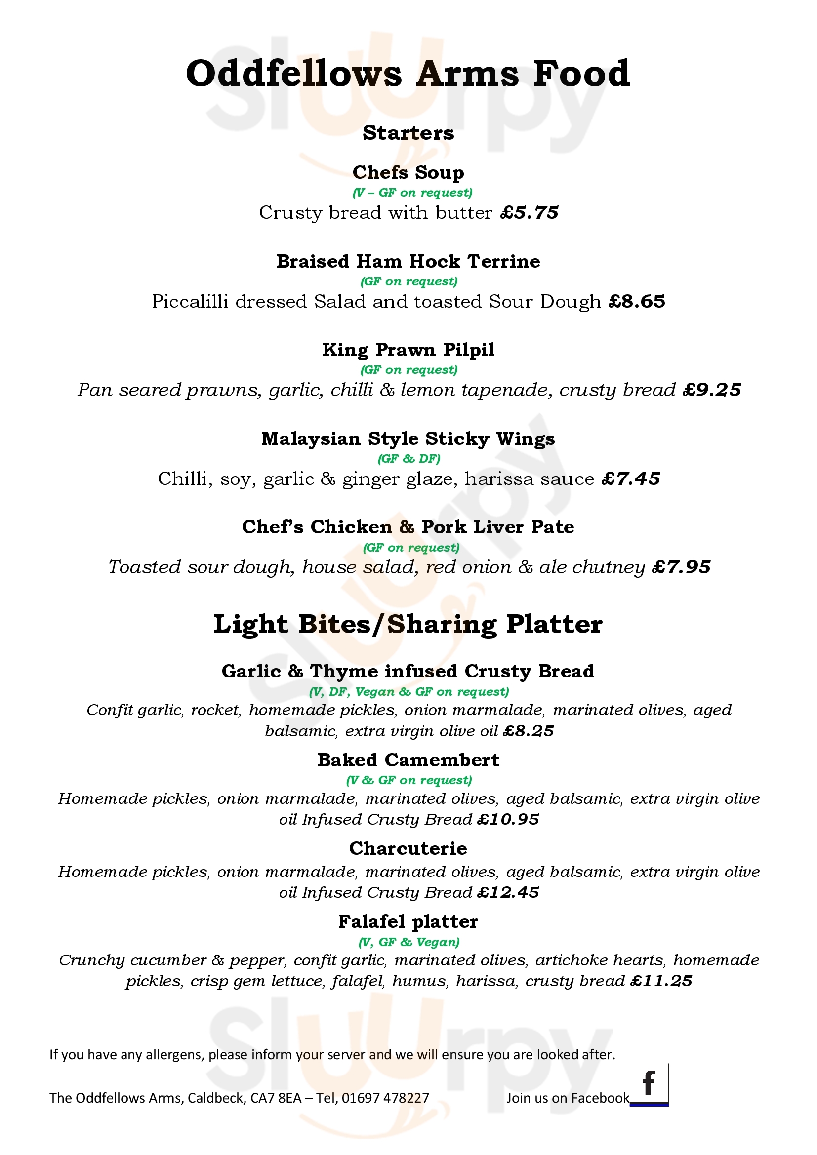 Oddfellows Arms Caldbeck Caldbeck Menu - 1