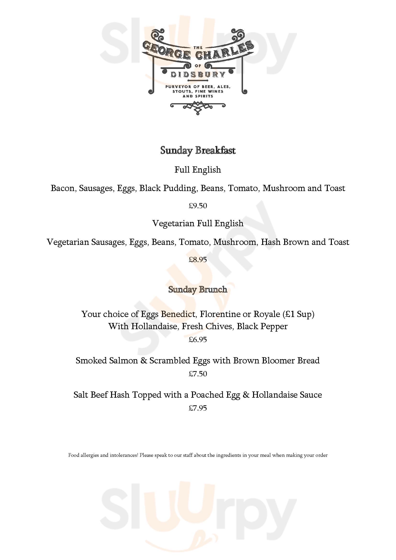 The George Charles Manchester Menu - 1