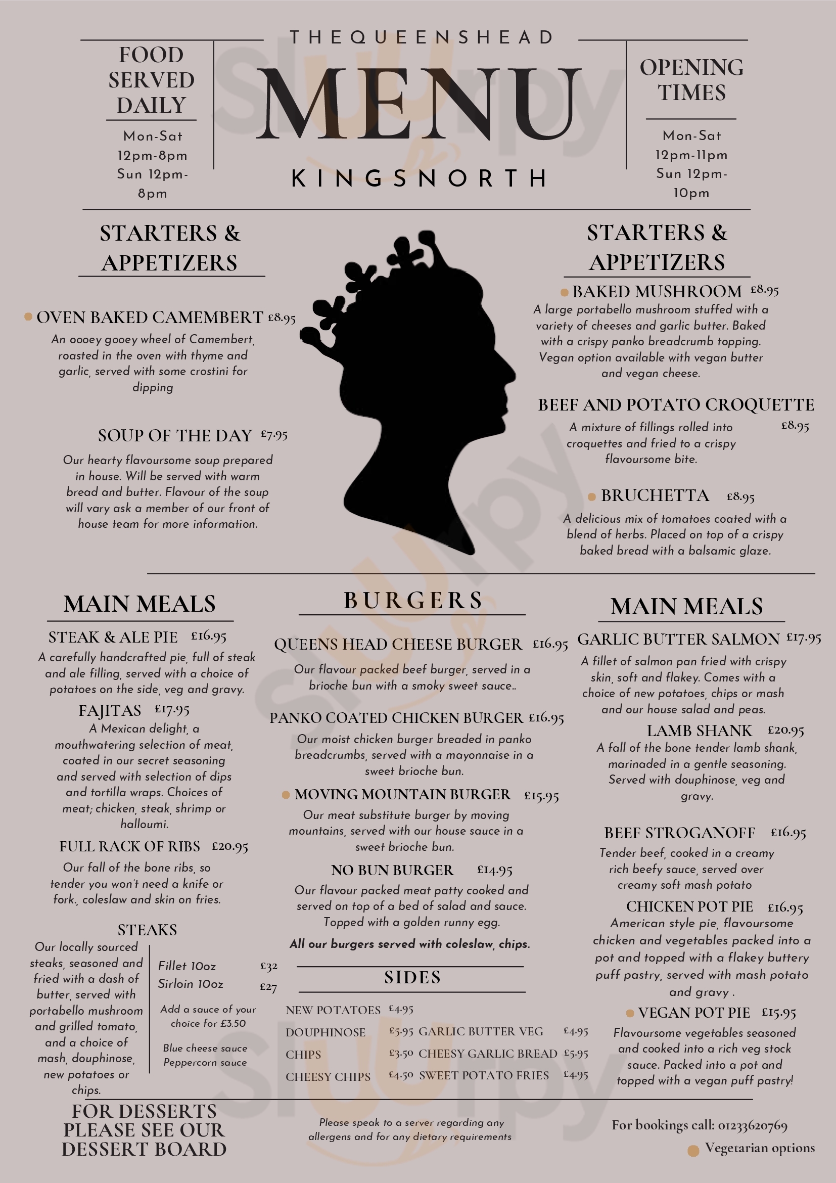Main Menu - The Blacksmiths Arms