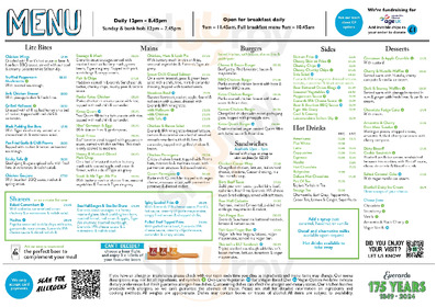 The Black Horse menu