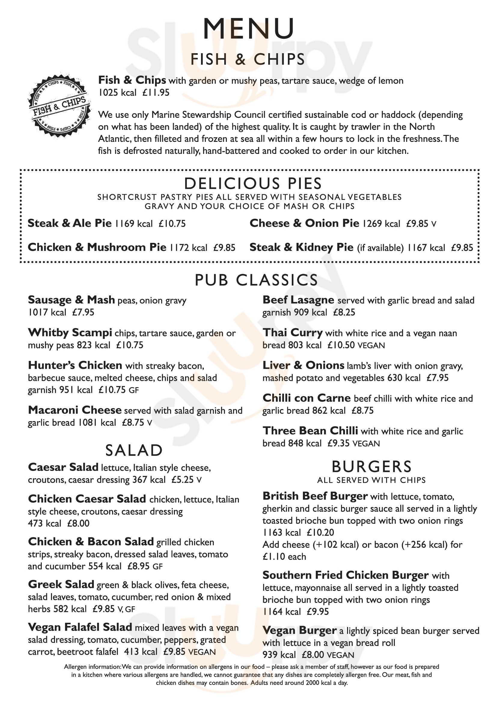 Main Menu - Eagle Tavern