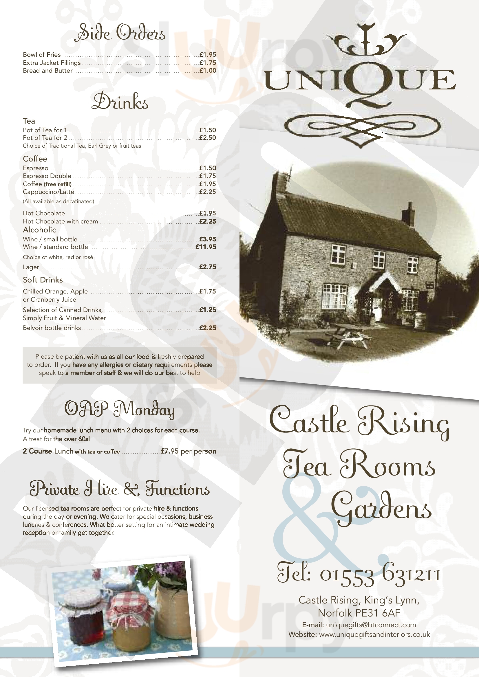 Castle Rising Tea Rooms King's Lynn Menu - 1