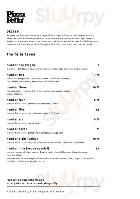 Pizza Fella Pizzeria menu