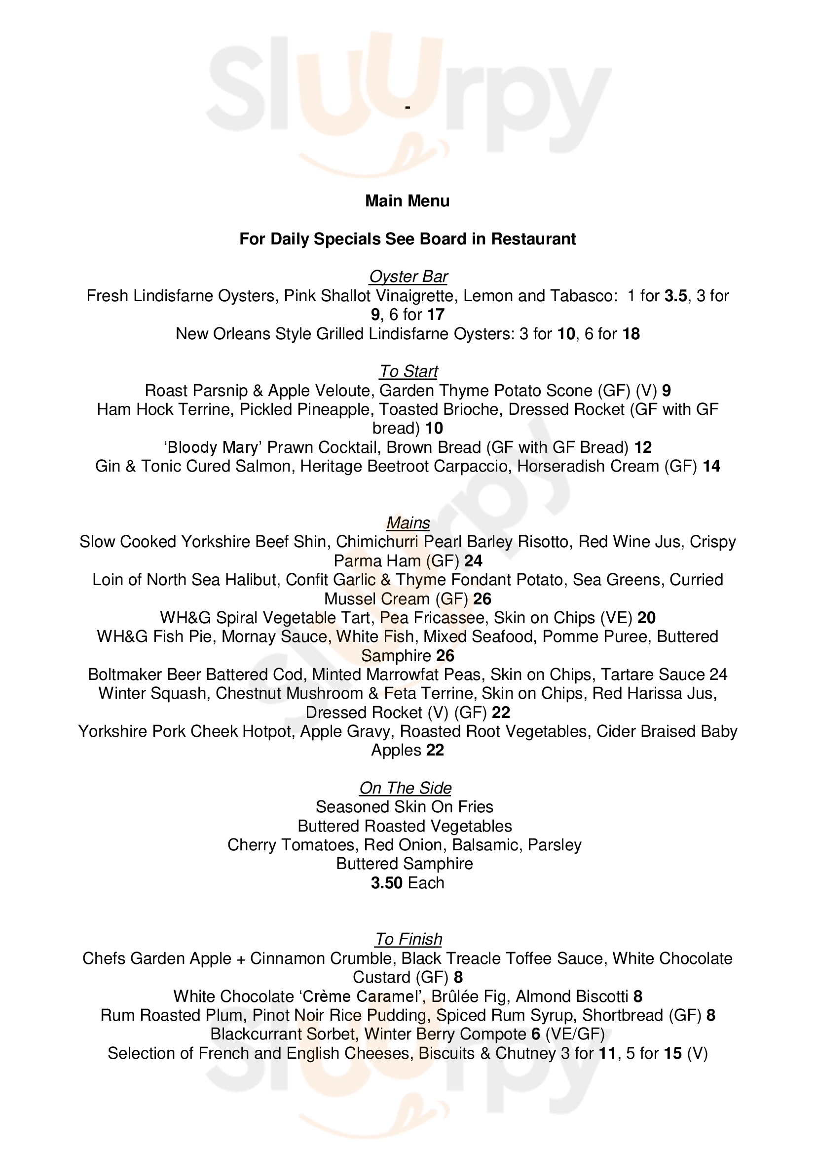 White Horse And Griffin Whitby Menu - 1