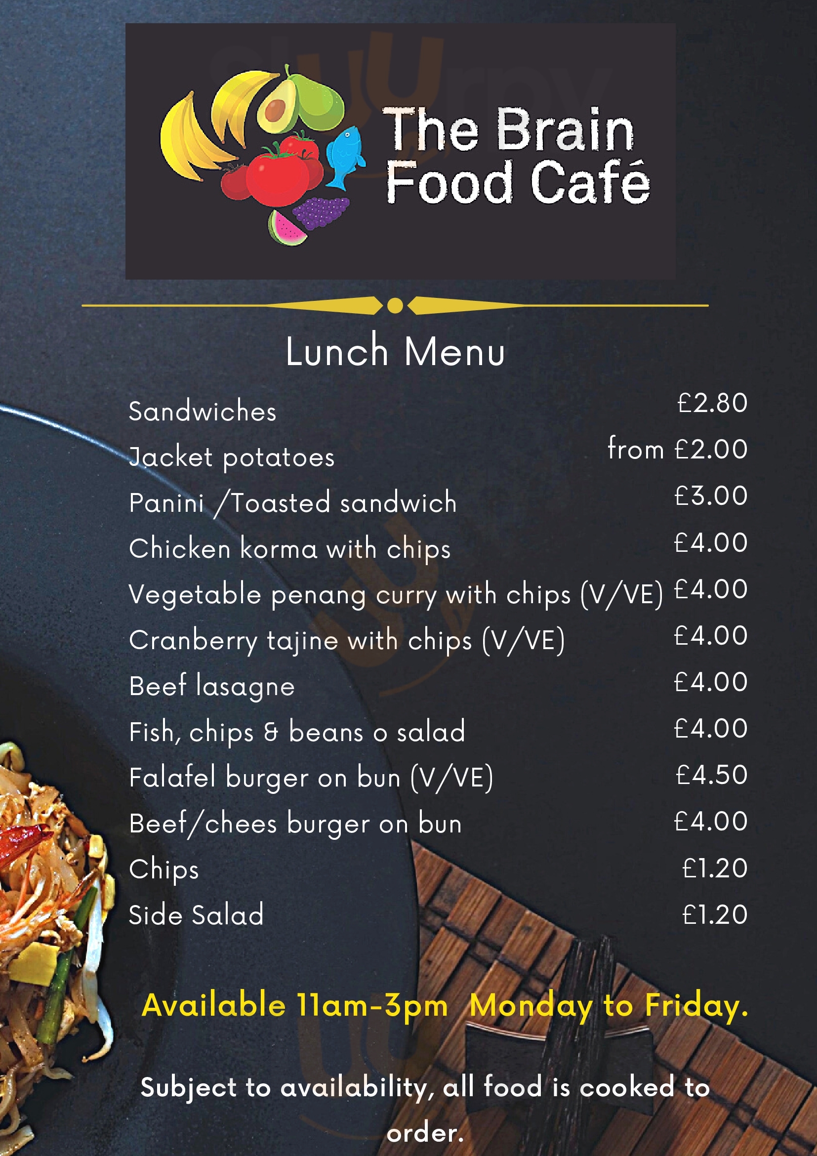 Main Menu - The Brain Charity Cafe