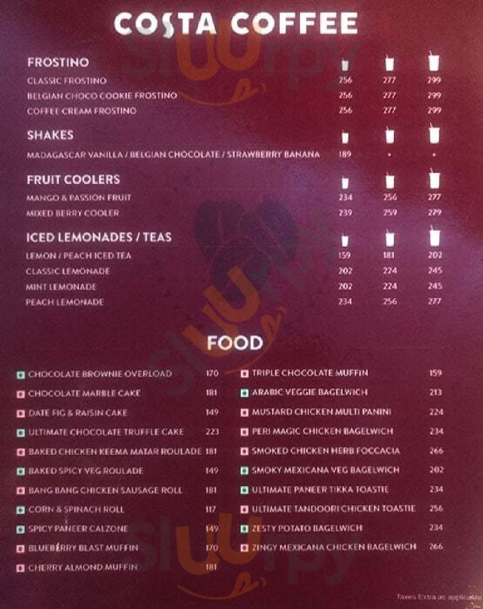 Costa Coffee Nottingham Menu - 1