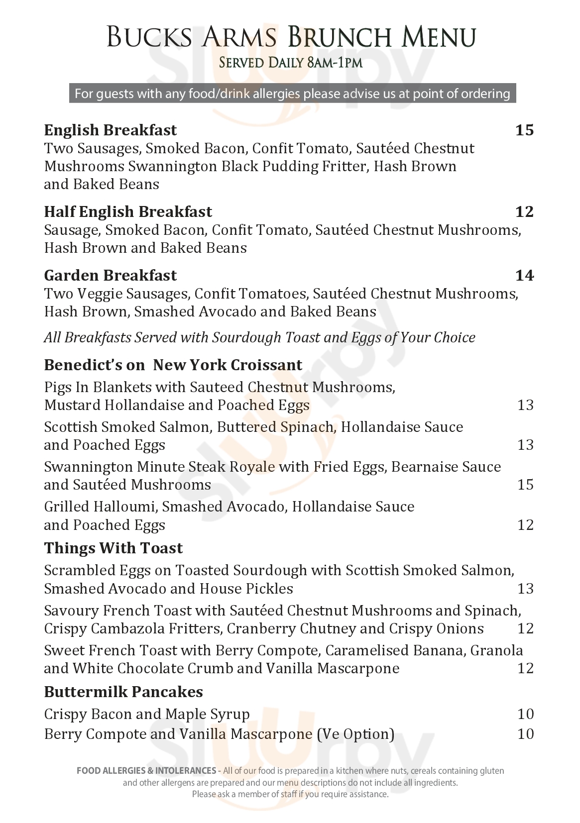 The Bucks Arms Blickling Menu - 1