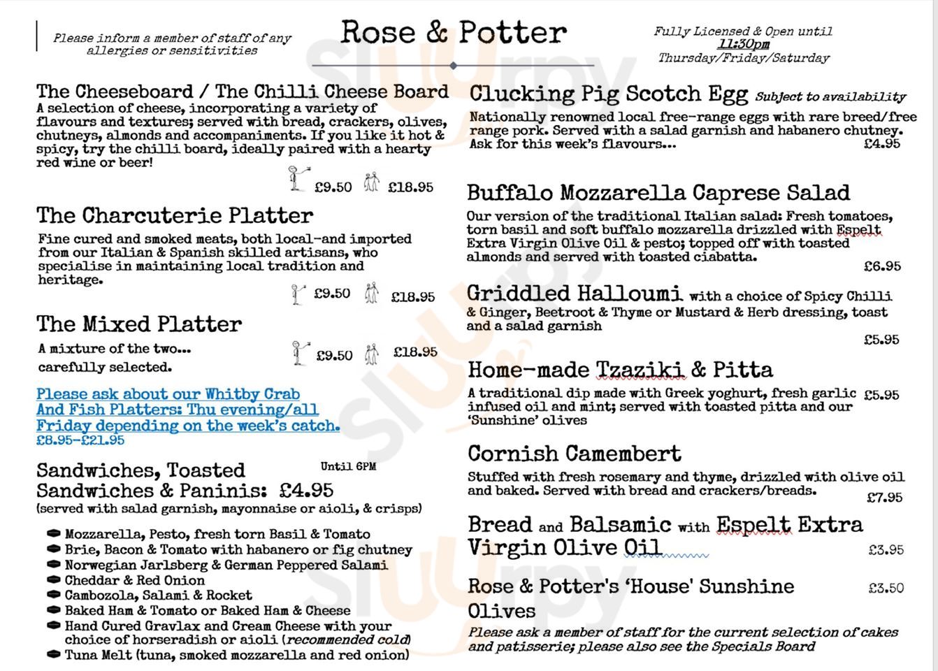 Rose & Potter Marske-by-the-Sea Menu - 1