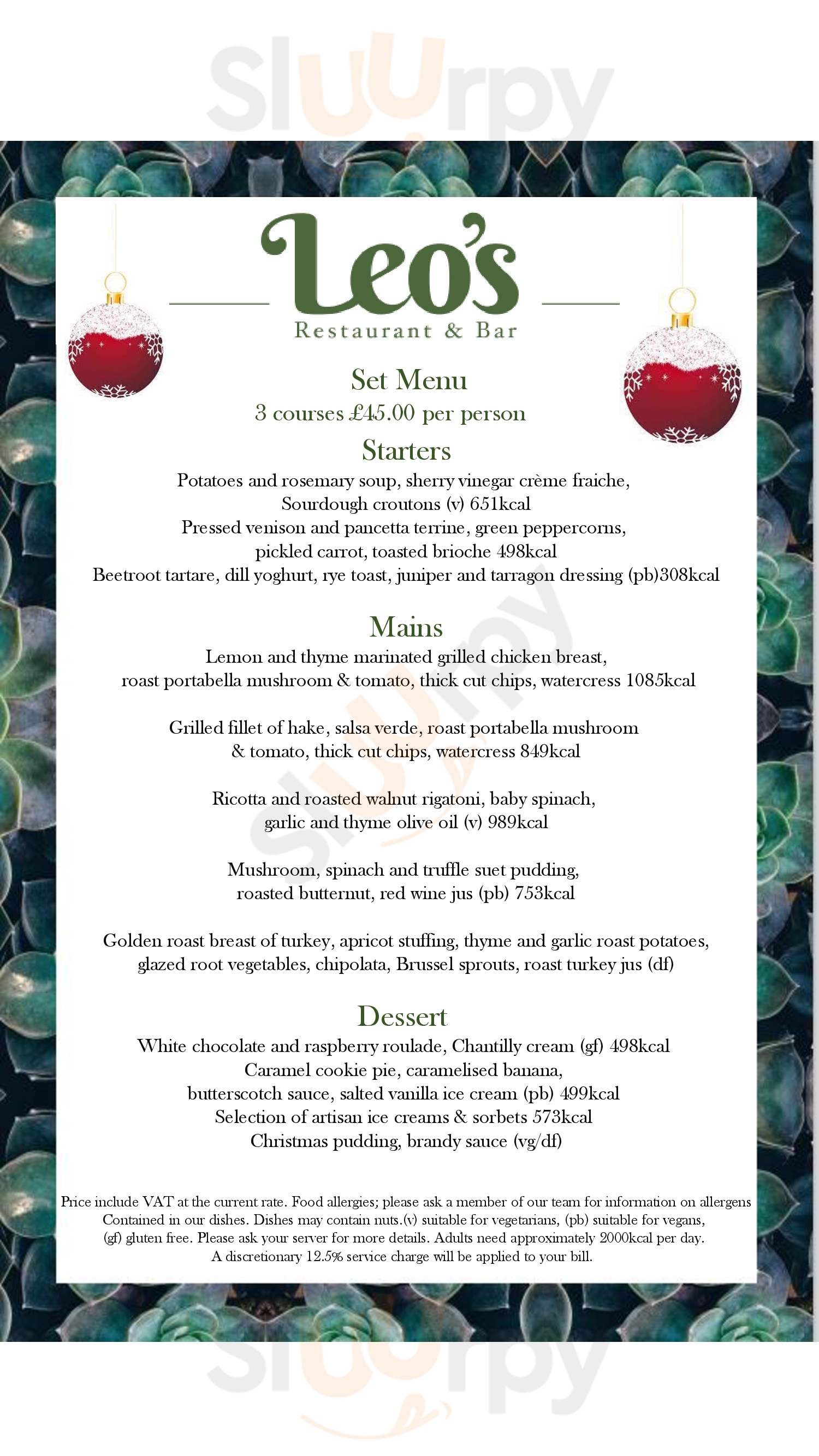 Main Menu - Jurys Inn Brighton Waterfront Restaurant