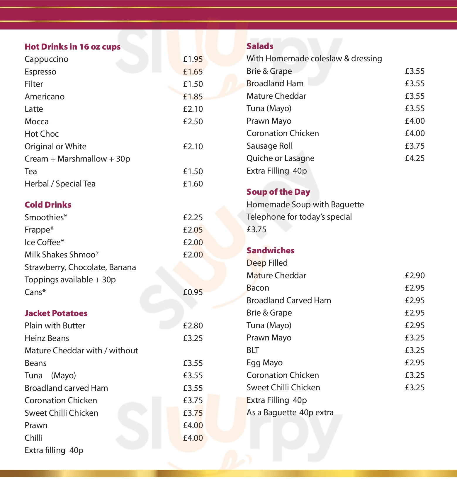 Connaught's Coffee House & Cafe Attleborough Menu - 1